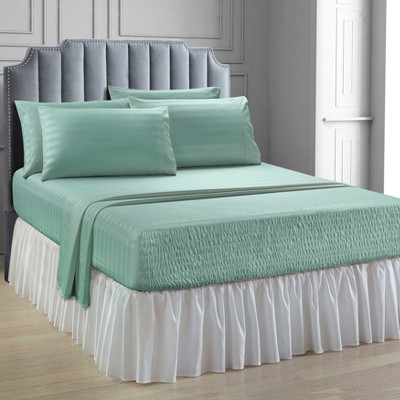 BrylaneHome 6 Piece Microfiber Bedtite; Damask Stripe Sheet Set