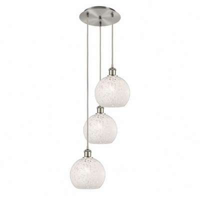 White Mouchette - 3 Light Cord Hung Multi Pendant In Modern Style-36 Inches Tall and 14.5 Inches Wide