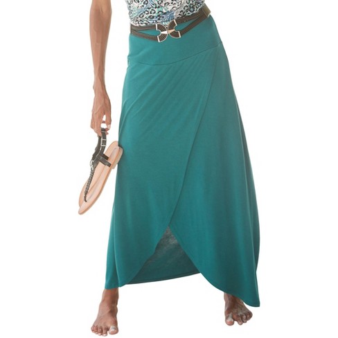 LASCANA Women's Wrap Look Maxi Skirt Solid - image 1 of 4