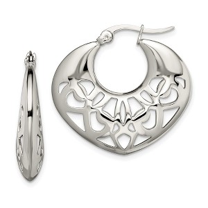 Chisel Stainless Steel Polished Fancy Cut out 30mm Diameter Hoop Earrings - 1 of 4