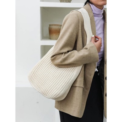 BEAFUP Women's Crochet Tote Bag Knit Shoulder bag,Aesthetic Bag,Cute Eco-Friendly Tote for Travel,Daily Use,Gift Box Packaging, Khaki