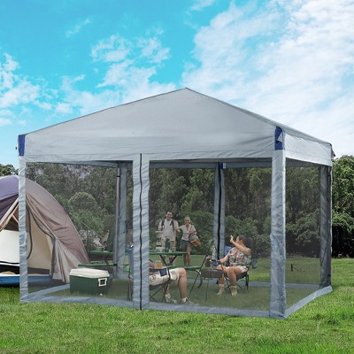 Aoodor 12' × 12' Pop Up Canopy Tent, Beach Tent with Removable Mesh Sidewalls, Portable Instant Shade Canopy with Roller Bag