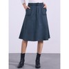 INSPIRE CHIC Women's Casual Solid Faux Suede Pockets Stretch A-line Midi Skirt with Belt - 3 of 4
