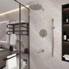 CLIHOME 10-Inch Three-function Wall-mounted Round Shower Set With Swivel Bathtub Spout - 3 of 4