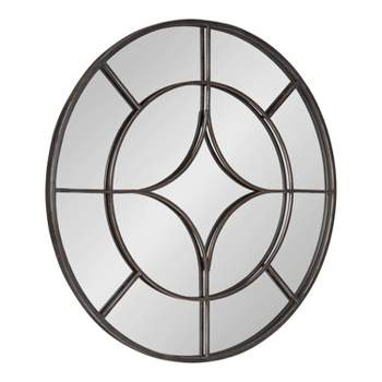 Kate & Laurel All Things Decor 30" Angelis Modern Round Wall Mirror Framed Circle Mirror with Metal Overlay