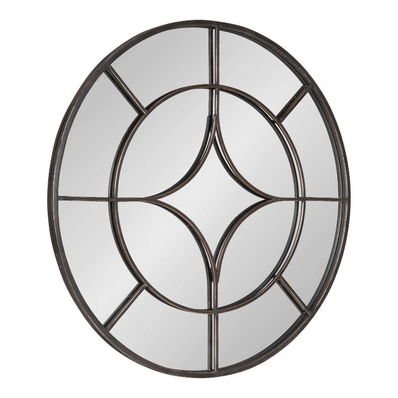 Kate & Laurel All Things Decor 30" Angelis Modern Round Wall Mirror Framed Circle Mirror with Metal Overlay, 1 of 6