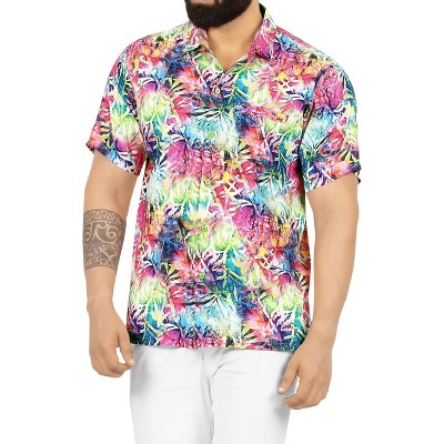 LA LEELA Men's Hawaiian Short Sleeve Button Down Shirt Mens Tropical Shirts Casual Vacation Summer Party Caribbean Shirts for Men