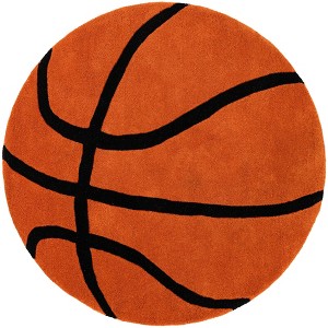 Unique Loom Playtime Kids Wool Collection Area Rug - Basketball - 1 of 4