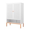 Vynxaria White Double Door Shoe Cabinet with Adjustable Storage - 2 of 4
