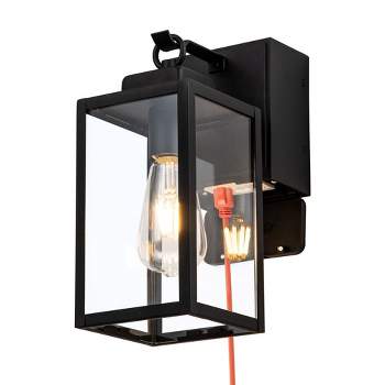 C Cattleya 1-Light Matte Black Aluminum Outdoor Wall Lantern Sconce with GFCI Outlet