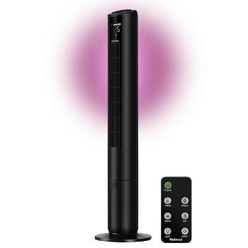 Holmes 42" Digital Oscillating Built-In Accent Light 5 Speed Tower Fan with Clear Read Display and Remote Control Black