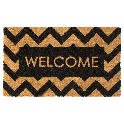 Tufted Herringbone Welcome Doormat Black - Raj