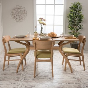 Christopher Knight Home Fausett Mid Century Modern Fabric Upholstered Wood 5 Piece Dining Set - 1 of 4