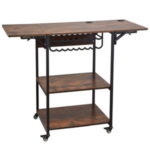 VEVOR Heat Press Table, 3 Tier Movable Heat Press Stand, Foldable Heat Transfer Machine Stand with Wheels and Vinyl Roll Holder, Black&Brown - 1 of 4