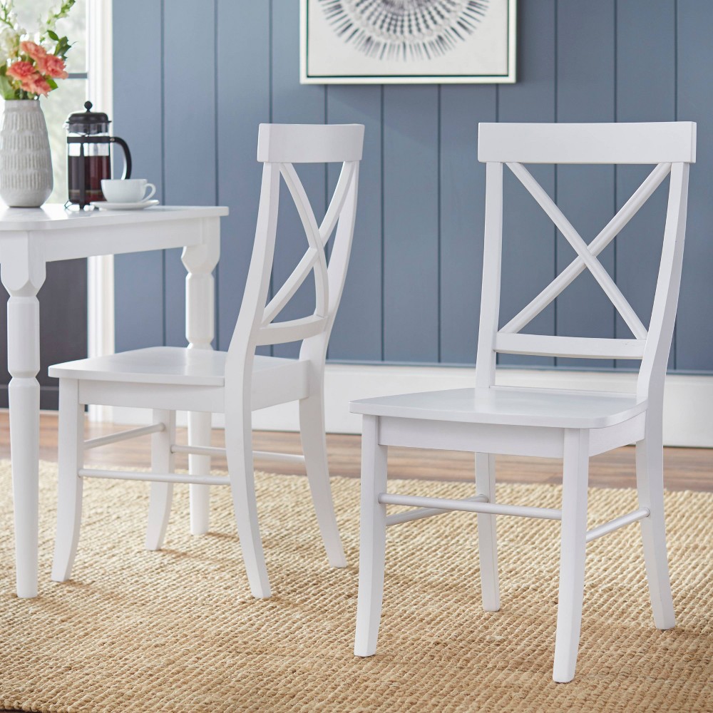 Photos - Chair Set of 2 Albury Cross Back Dining  White - Buylateral: Rubberwood, F