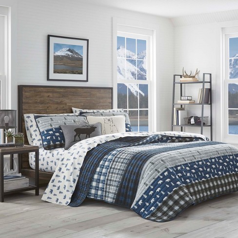 Eddie Bauer Creek Plaid Quilt Set Blue Target