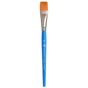 Princeton Select Artiste Flat Wash Brush, Synthetic Bristles, Short Handle Mixed Media Paintbrush, Jewel Blue, Size 3/4 inch, 1 Count - 1 of 4
