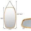 Costway 30'' Modern Rectangle Wall Hanging Framed Mirror w/ Faux Leather Strap Bathroom - 3 of 4