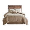 Racxily 7-Piece Faux Suede Comforter Set, Lodge Cabin Style with Decorative Buttons - 2 of 4
