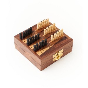 Matr Boomie Mini Backgammon Travel Game Set - Handcrafted Wood - 1 of 3
