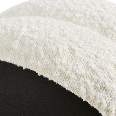 Ivory Bouclé Round Floor Cushion Ottoman 18.5"