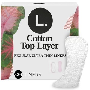 L. Organic Cotton Top Layer Ultra Thin Liners - Regular Absorbency - 336ct - 1 of 4
