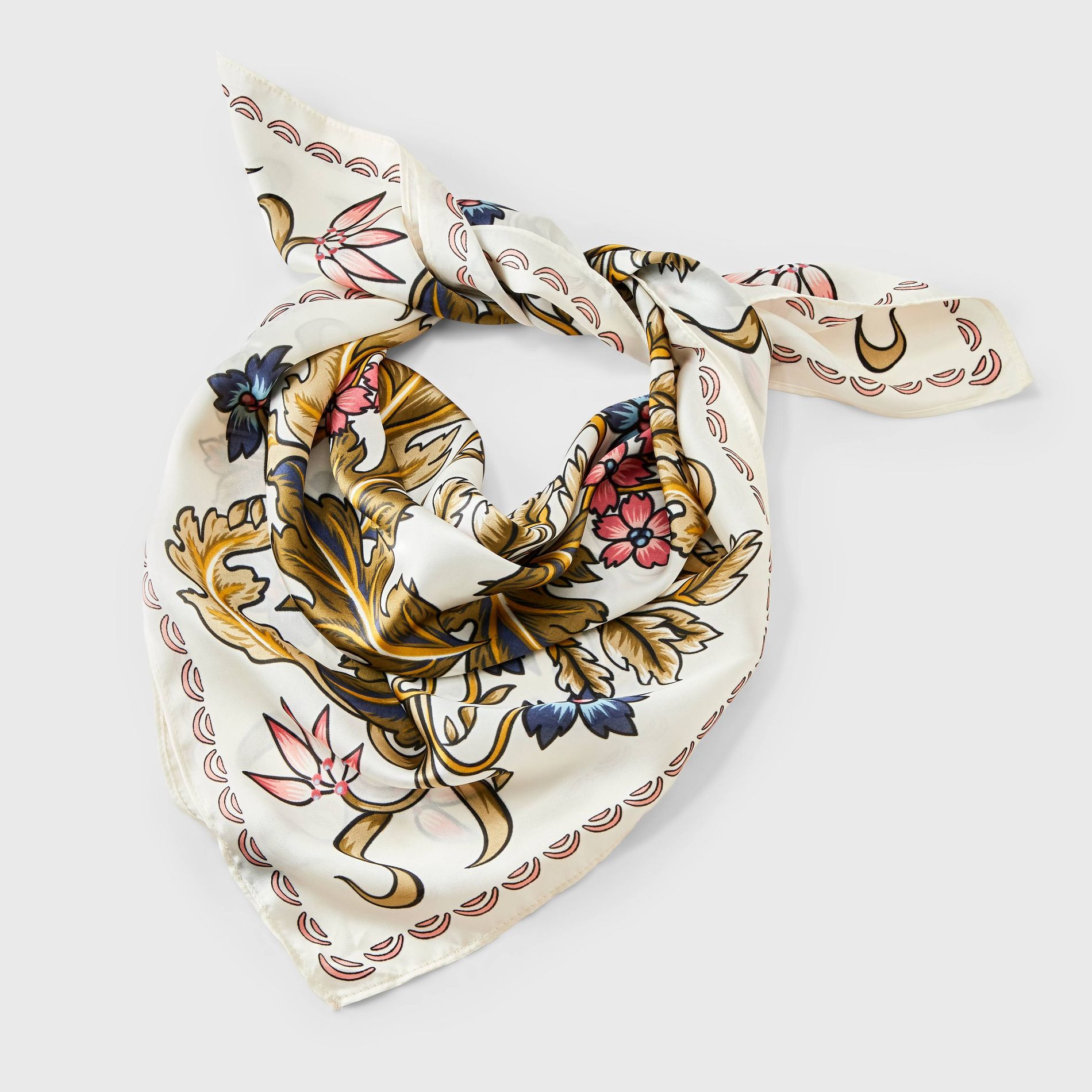 Floral Pattern Square Scarf - A New Day™ Green