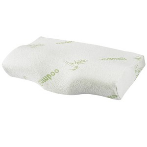 NewHome"Contoured Bamboo Memory Foam Pillow - Cervical Orthopedic Neck Support for Optimal Sleep Comfort"White - 1 of 4