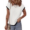 Women Summer Casual Kint Tops Shirts Short Sleeve Crew Neck T Shirts Front Pocket Tops Tunic Blouse - 3 of 4
