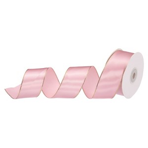Unique Bargains Double Face Wide Satin Ribbon with Gold Edges for Wedding Bouquet - 1 of 4