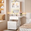 Small Vanity Desk with Mirror and Lights, Hidden Stool, Charging Station, Fold-up Panel - 3 of 4