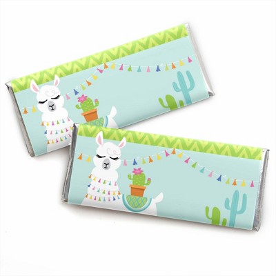 Big Dot of Happiness Whole Llama Fun - Candy Bar Wrapper Llama Fiesta Baby Shower or Birthday Party Favors - Set of 24