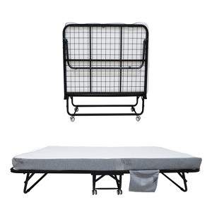 Folding Bed with Mattress, Portable Foldable Bed with 5" Memory Foam Mattress and Metal Frame - 1 of 4
