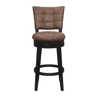 Chestnut Brown Faux Leather & Black Rubberwood Swivel Barstool