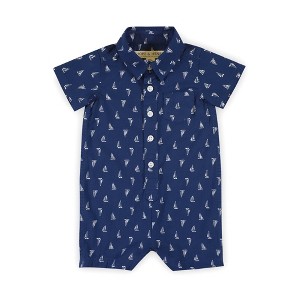 Hope & Henry Baby Seersucker Button Front Romper - 1 of 4