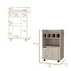 NicBex Mobile Kitchen Island Cart Morden Kitchen Carts on Wheels with Storage, 1 Cabinet Door and 4 Bottle Rack for Kitchen - 3 of 4
