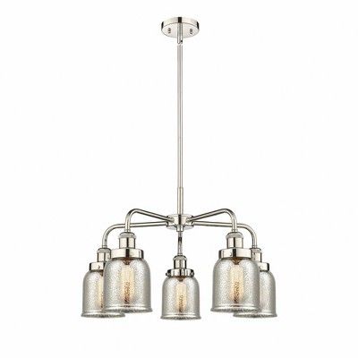 Bell - 5 Light Stem Hung Chandelier In Art Deco Style-14.75 Inches Tall and 23 Inches Wide