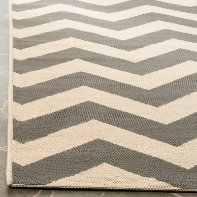 Grey and Beige Chevron Indoor/Outdoor Runner Rug
