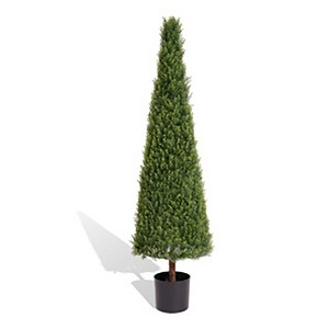 Boxwood Tree Outdoor Topiary Set of 1, Tall All Year Green Fake Plant Topiary Trees Artificial Outdoor Porch Trees with Sturdy Pot for Outdoor Indoor - 1 of 4