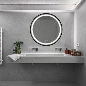 VYNXARIA Decorative Wall Mirrors - 24 Inch Black Frame Vanity Mirror with Dimmable Touch and Anti-Fog Features - 1 of 4