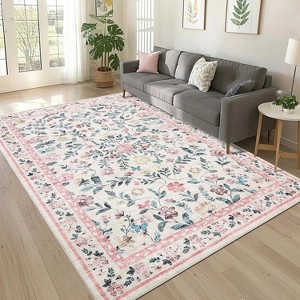 homfan Washable Runner Rug for Hallway Floral Print Kitchen Runner with Non-Slip Backing, Non-Shedding Low Pile Accent Rug - 1 of 4