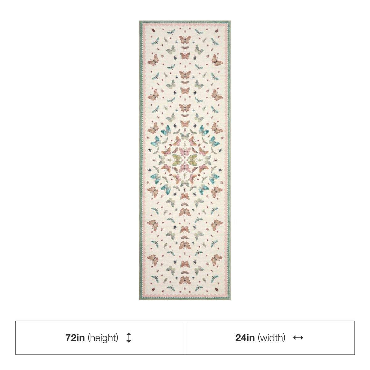 Machine Washable Butterfly Insect Print Area Rug, Non-Slip TPR Backing, Soft Polyester Low-Profile Rug for Living Room Bedroom - thumbnail 8