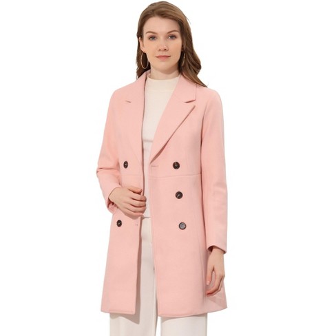 Inspire Chic Women s Double Breasted Notched Lapel Winter Long Coat Pink Large Target