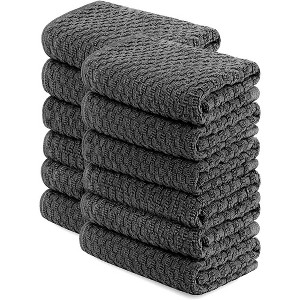 White Classic 100% Cotton Dobby Weave Design Kitchen Dish Towels for Washing Hands and Drying Dishes 15x26" Set of 12 - 1 of 4