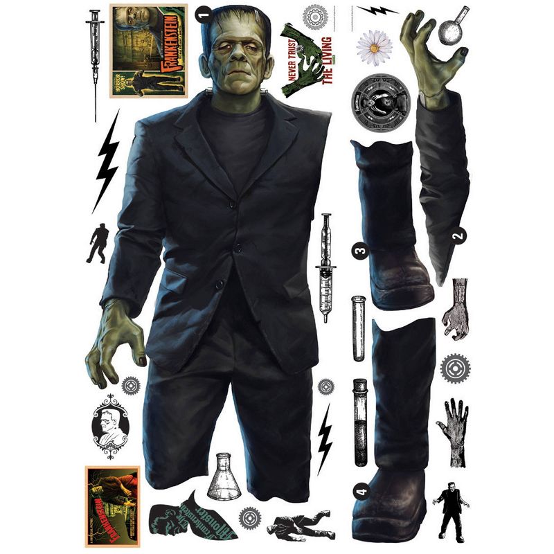 Classic Monsters Frankenstein Giant Peel &#38; Stick Kids&#39; Wall Decals White - RoomMates, 4 of 8