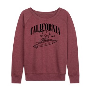 Women's - Peanuts - California Lightweight French Terry Wide Neck Long Sleeve Graphic Shirt - 1 of 4