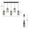 LNC Echonalyri 5-Light  59.7" Luxury and Glam Oversized Linear Kitchen Island Penant Lights, Black with Smoked Textured Glass Shades - 3 of 4