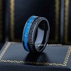 Jewelry Avalanche Black IP Eternity CZ with Opal Inlay Pipe Cut Tungsten Carbide Wedding Band, Comfort-fit, 8mm - 2 of 4