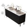 GDFStudio Lawton 60" Bathroom Vanity with 2 Ceramic Basins and French Style Cabinet Doors - 3 of 4