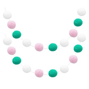 Unique Bargains Colorful Felt Ball Flexible Wear-resistant Pom Pom Garland 2 Pcs - 1 of 4